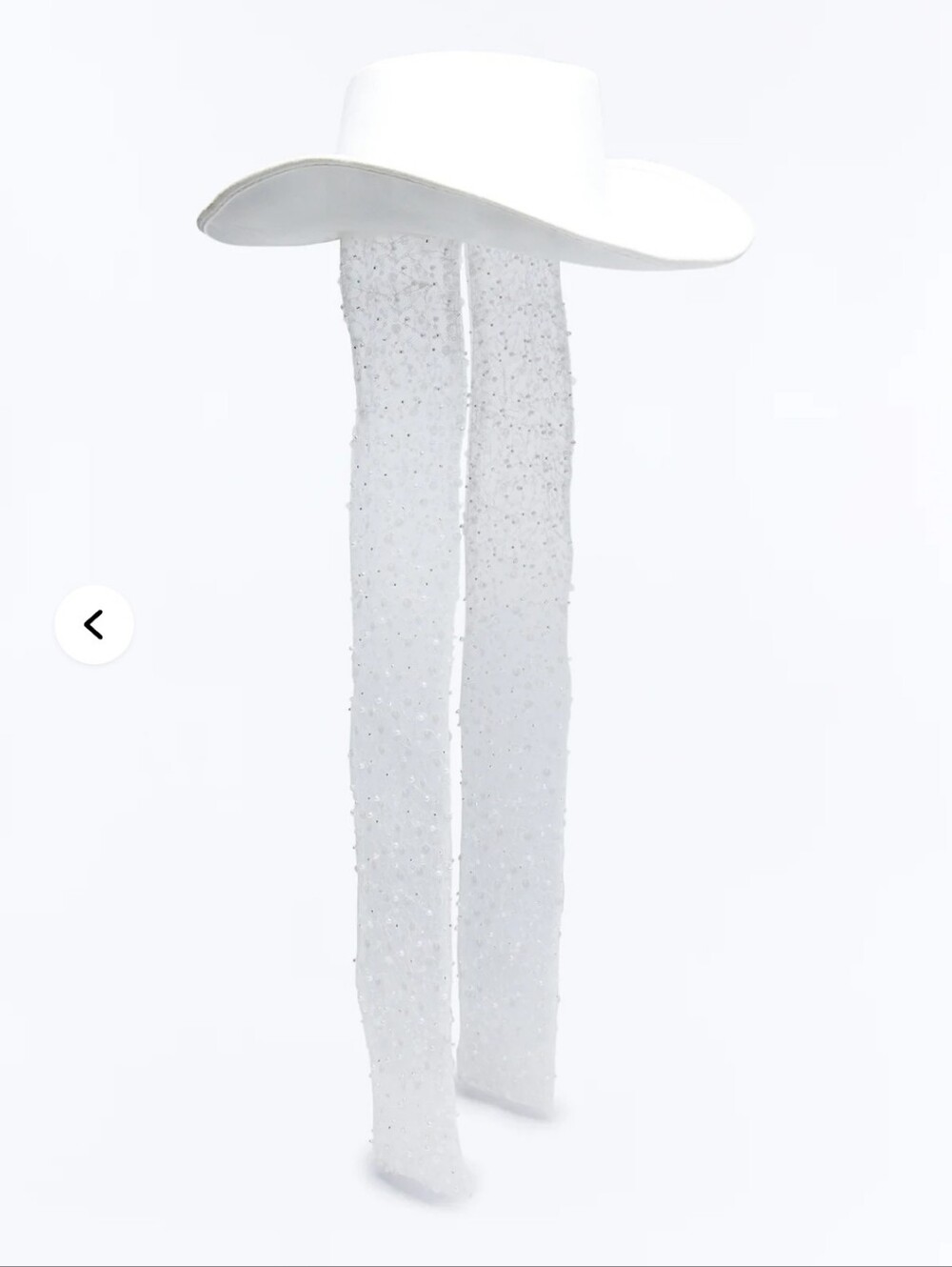 White Cowboy Hat with Veil - Picture 2 of 5